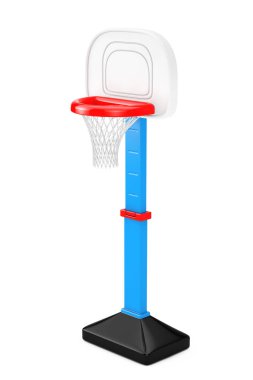 Çocuk oyuncak Basketbol halka Net üzerinde beyaz bir arka plan ile. 3D render 