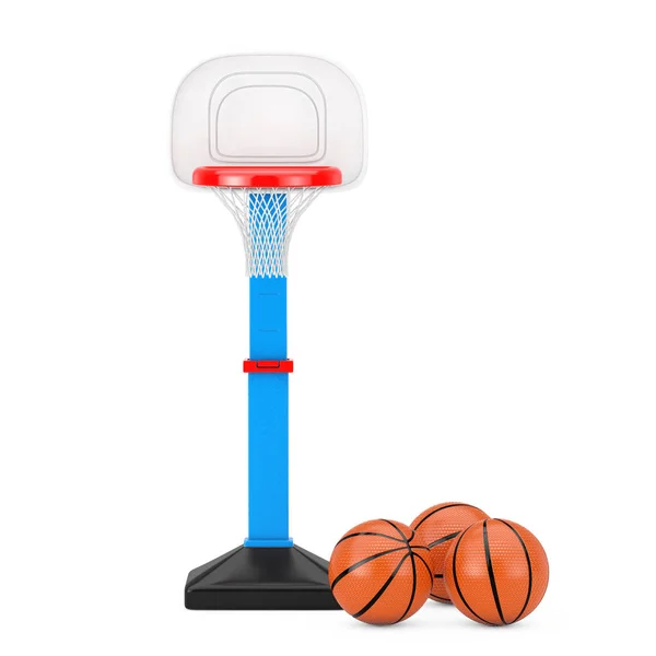 Basketball Balls Children Toy Basketball Ring Net White Background Rendering — Stock Photo, Image