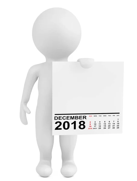 Aralık Holding Takvim Aralık 2018 Beyaz Zemin Üzerinde Render — Stok fotoğraf