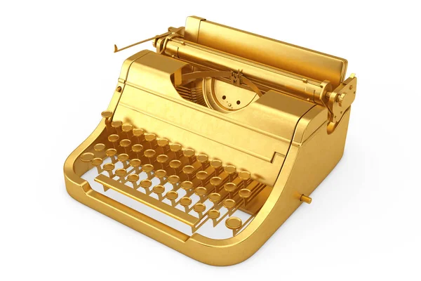 古いヴィンテージ黄金レトロ タイプライターの白い背景の上 レンダリング — ストック写真