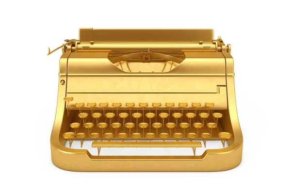 古いヴィンテージ黄金レトロ タイプライターの白い背景の上 レンダリング — ストック写真