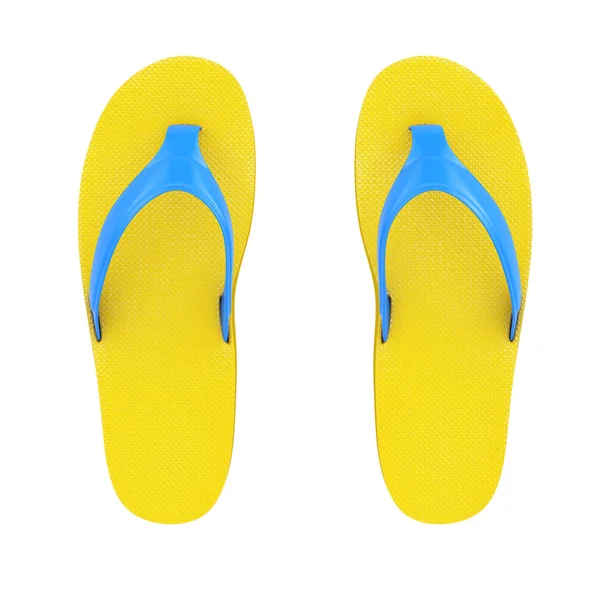 Gelbe Flip Flops Sandalen Auf Weißem Hintergrund Darstellung — Stockfoto