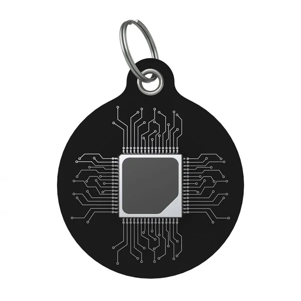 Мітка Продажу Cpu Microchip Білому Тлі Рендерингу — стокове фото