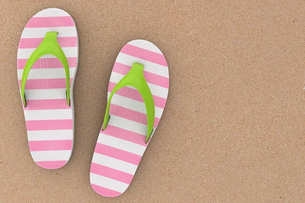 Flip Flops Sandalen Een Gele Strand Zand Rendering — Stockfoto
