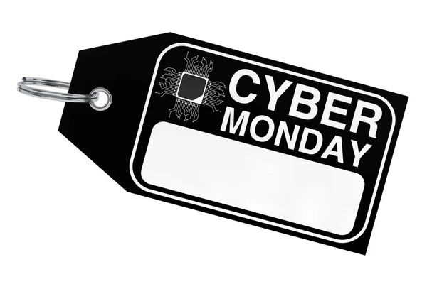 Cyber Δευτέρα Πώληση Tag Λευκό Φόντο Rendering — Φωτογραφία Αρχείου