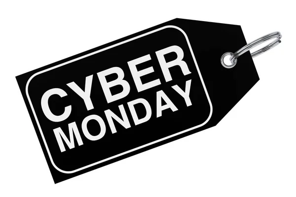 Cyber Monday Vente Tag Sur Fond Blanc Rendu — Photo