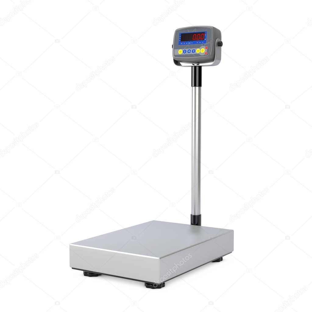 Warehouse Digital Cargo Scales on a white background. 3d Rendering 
