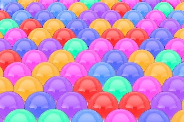 Rows Color Glass Shine Balls Reflections Extreme Closeup Rendering — Stock Photo, Image