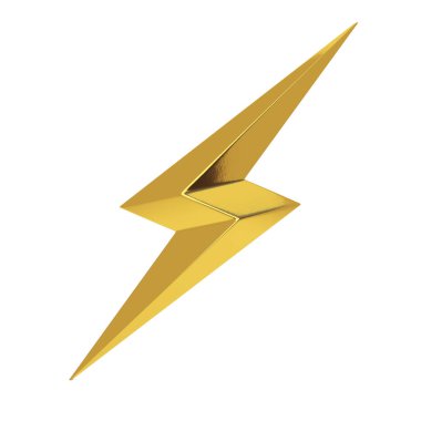 Beyaz zemin üzerine altın Thunderbolt aydınlatma simgesi. 3D render 