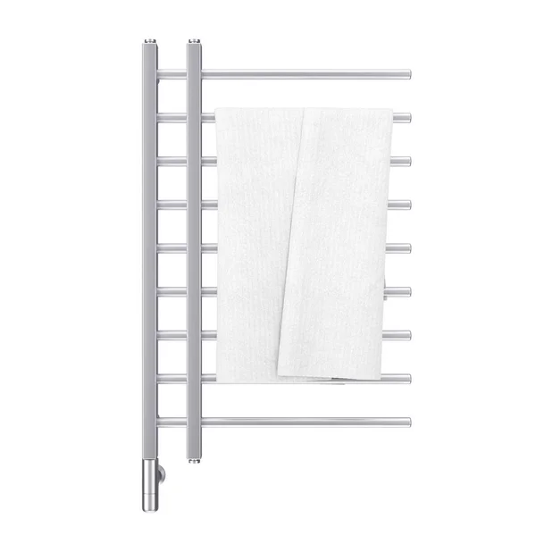 Beyaz Bir Arka Plan Üzerinde Havlu Ile Banyo Havlu Isıtıcı — Stok fotoğraf
