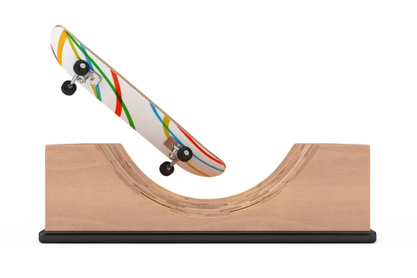 白地に現代のスケート ボードのハーフパイプの木製ランプ3 レンダリング — ストック写真
