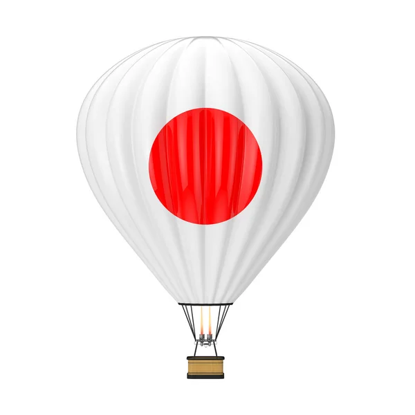 Balão Quente Com Bandeira Japão Sobre Fundo Branco Renderização — Fotografia de Stock