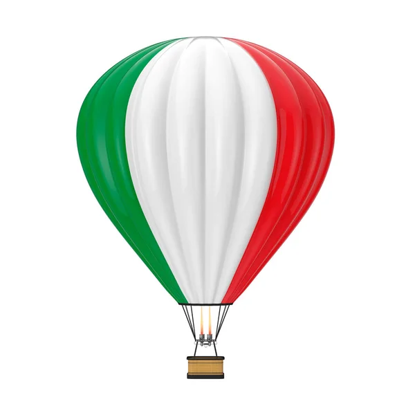 Hot Air Balloon Olasz Zászló Fehér Alapon Leképezés — Stock Fotó