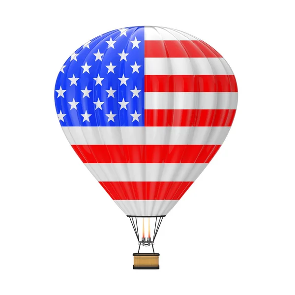 Αερόστατο Ζεστού Αέρα Σημαία Των Ηπα Λευκό Φόντο Rendering — Φωτογραφία Αρχείου