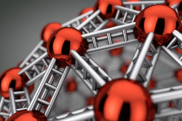 Abstract Metal Scientific Molecule Atom Extreme Closeup Рендеринг — стоковое фото