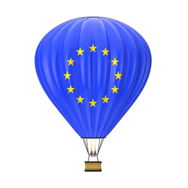 Hot Air Balloon Flag European Union White Background Rendering — Stock Photo, Image