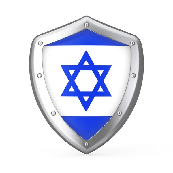 Escudo Con Bandera Israel Sobre Fondo Blanco Renderizado —  Fotos de Stock