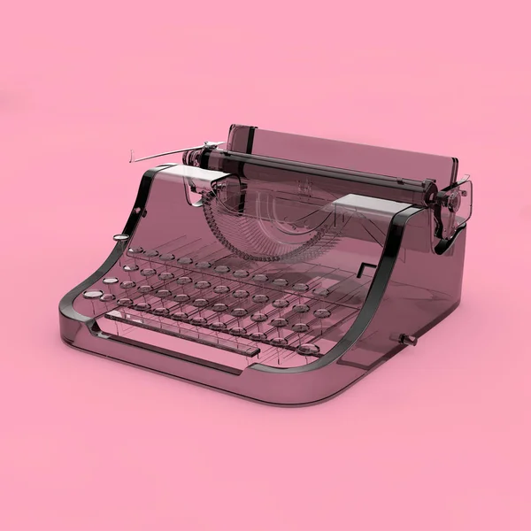 抽象的なガラス古いビンテージ レトロ タイプライター ピンクの背景 レンダリング — ストック写真