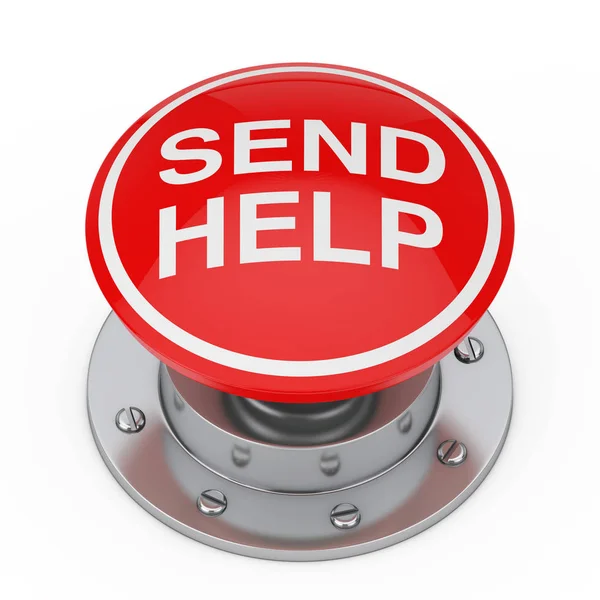 Botón Rojo Con Signo Enviar Ayuda Sobre Fondo Blanco Renderizado —  Fotos de Stock