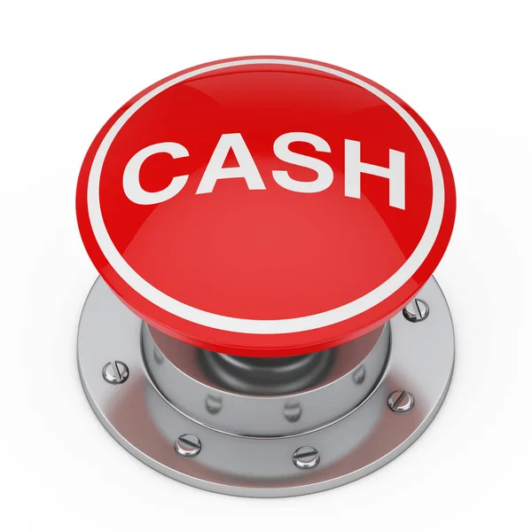 Een Rode Knop Knop Met Cash Teken Een Witte Achtergrond — Stockfoto