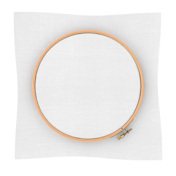 Wooden Hoop Cross Stitch Tambour Frame Embroidery Canvas Free Space — Stock Photo, Image