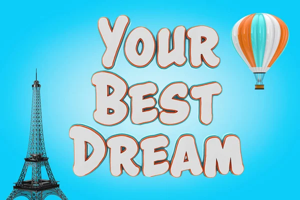Лучший Знак Вашей Мечты Возле Воздушного Шара Эйфелевой Башни Белом — стоковое фото
