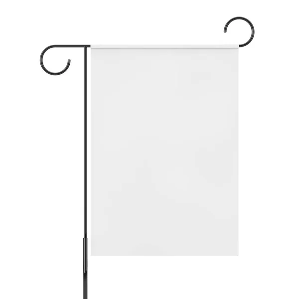 Retro Style Iron White Blank Banner Stand Signboard Fundal Alb — Fotografie, imagine de stoc