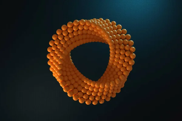 Abstrakta Omöjligt Orange Bollar Cirkel Formen Cross Ögelkorken Svart Bakgrund — Stockfoto