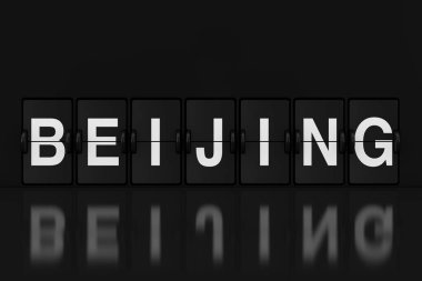 Mekanik Analog Flip saat kurulu ile Pekin işareti aşırı closeup. 3D render 