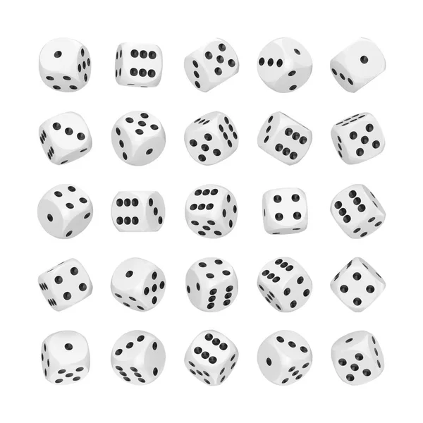 Konsep Judi Kasino Set White Game Dice Cubes Differetn Position — Stok Foto