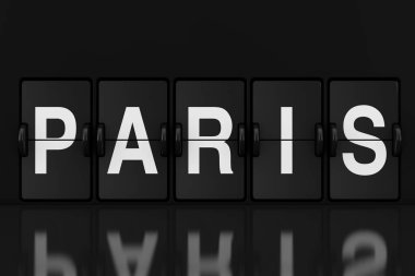 Mekanik Analog Flip saat kurulu ile Paris işareti aşırı closeup. 3D render 