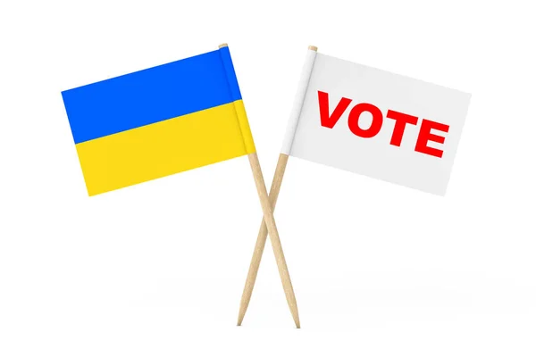 Ukraina Flagga Och Vit Flagga Med Omröstning Tecken Vit Bakgrund — Stockfoto