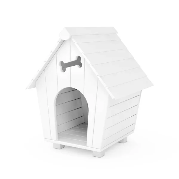 White Cartoon Dog House Estilo Argila Fundo Branco Renderização — Fotografia de Stock