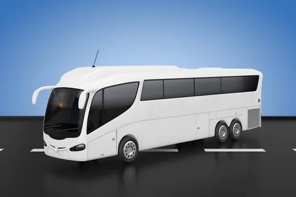 Big White Coach Tour Inter City Travel Bus Blue Background — Stock Photo, Image