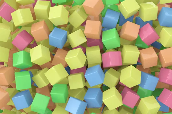 Tas Cubes Multicolores Comme Fond Extrême Gros Plan Rendu — Photo