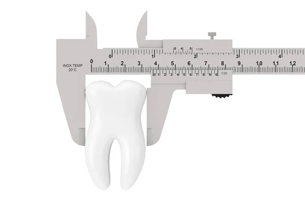 Kovové Posuvné Měřítko Zub Bílá Bílém Pozadí Vykreslování — Stock fotografie