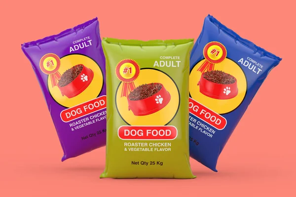 犬袋パッケージ デザインのピンクの背景の食品 レンダリング — ストック写真