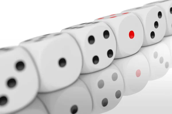 Conceito Jogo Casino Fila White Game Dice Cubes Fundo Branco — Fotografia de Stock