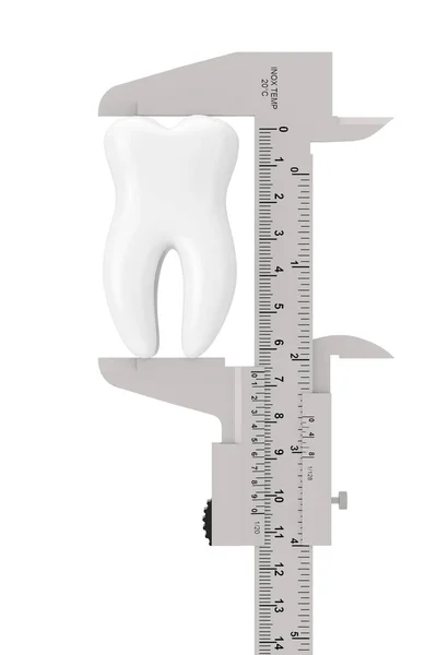 Metal Vernier Caliper Com Dente Branco Sobre Fundo Branco Renderização — Fotografia de Stock