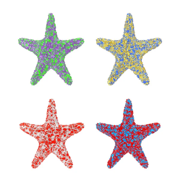 Multicolour Caribbean Starfish White Background Rendering — Stock Photo, Image