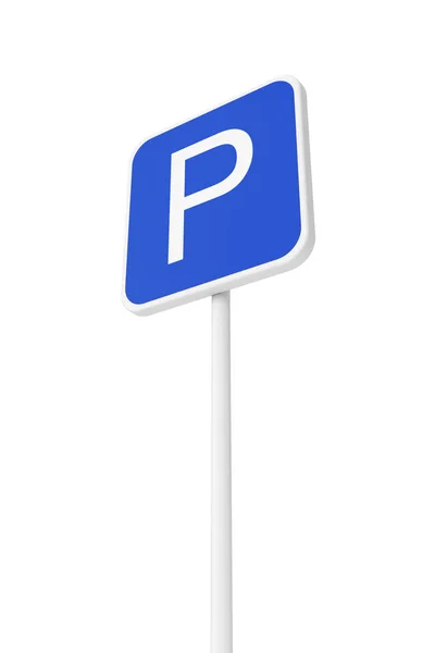 Estacionamento Road Traffic Sign Fundo Branco Renderização — Fotografia de Stock