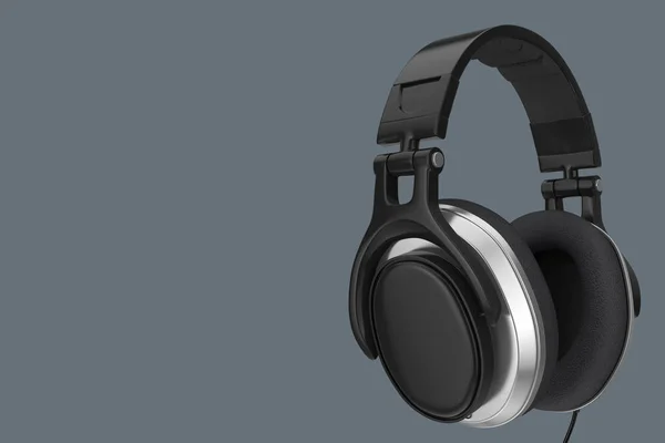 Black Headphones Gray Background Rendering — Stock Photo, Image