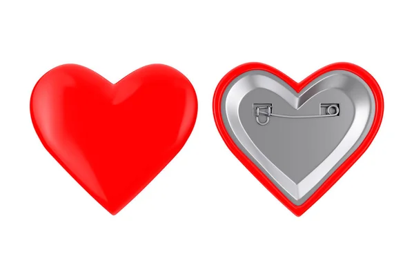 Badges Red Heart Pin Sur Fond Blanc Rendu — Photo