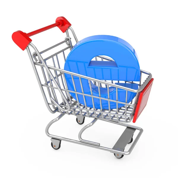 Commerce Concept Shopping Cart Trolley Blue Letter Electronic Commerce White — Stock Photo, Image