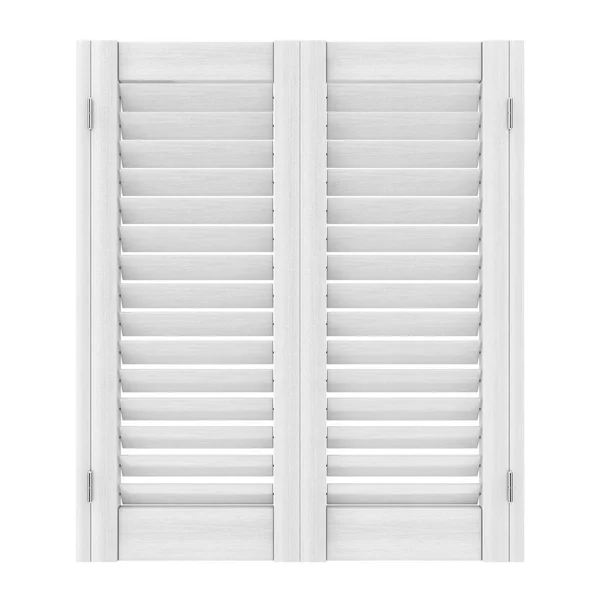 Retro White Wooden Window Sutters Jalousie White Background Rendering — Stock Photo, Image