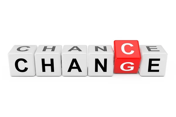Cube Blocks Transition Chance Change Word White Background Rendering — Stock Photo, Image