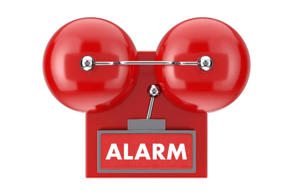 Red Fire Alarm Bell System Белом Фоне Рендеринг — стоковое фото