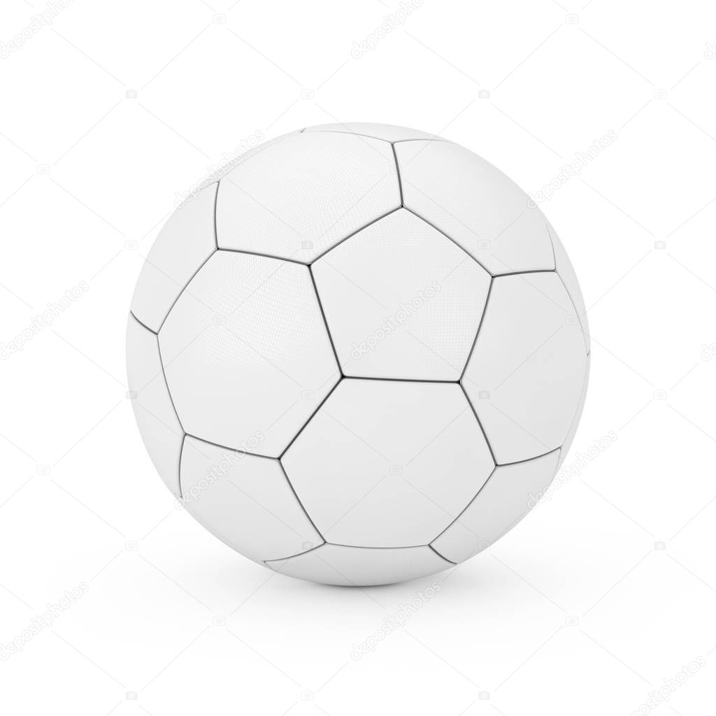 Leather White Football Soccer Ball in Clay Style on a white background. 3d Rendering 