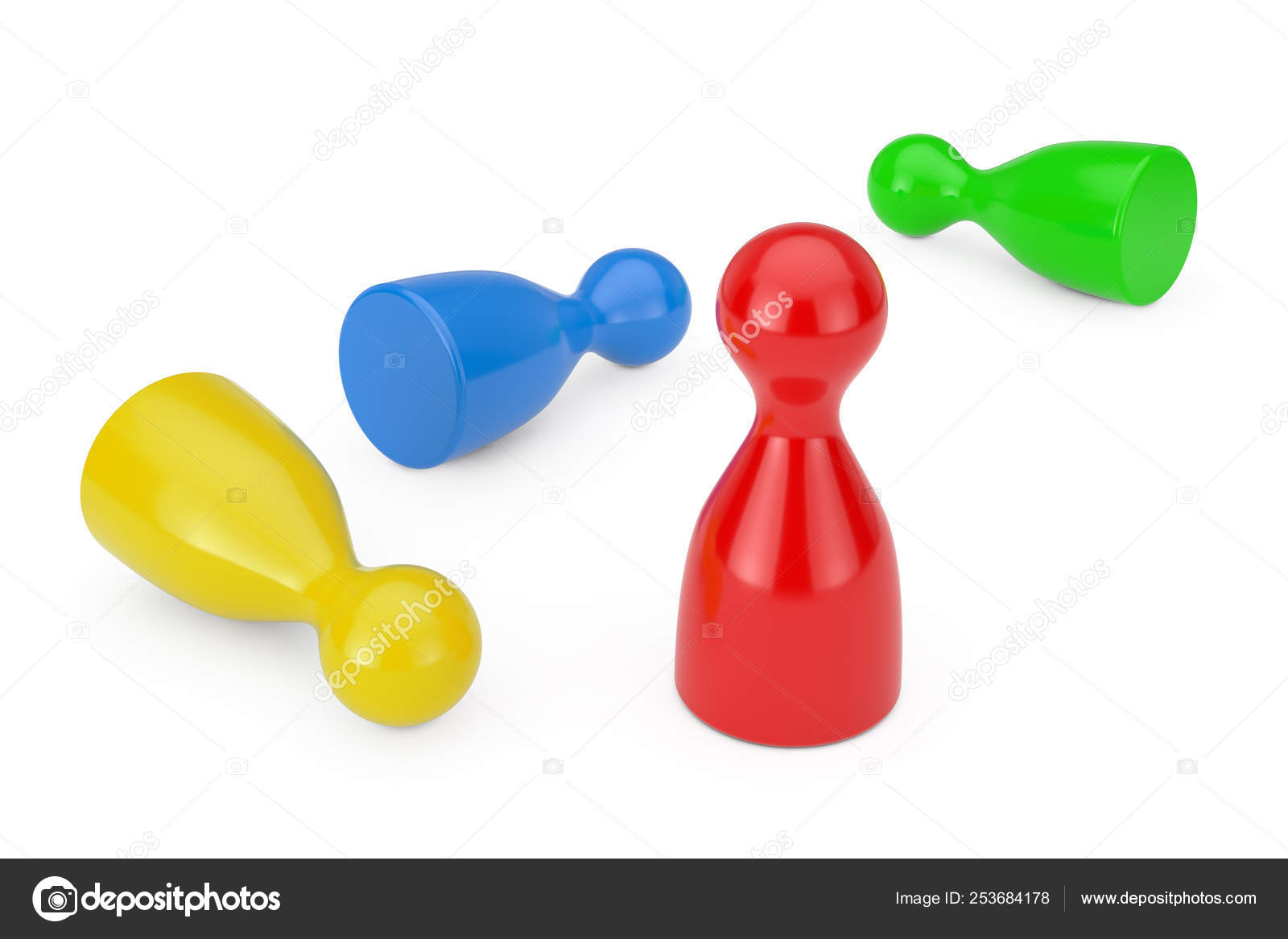 Conjunto de Multicolor Jogo de Tabuleiro Figuras de Peão Mockup