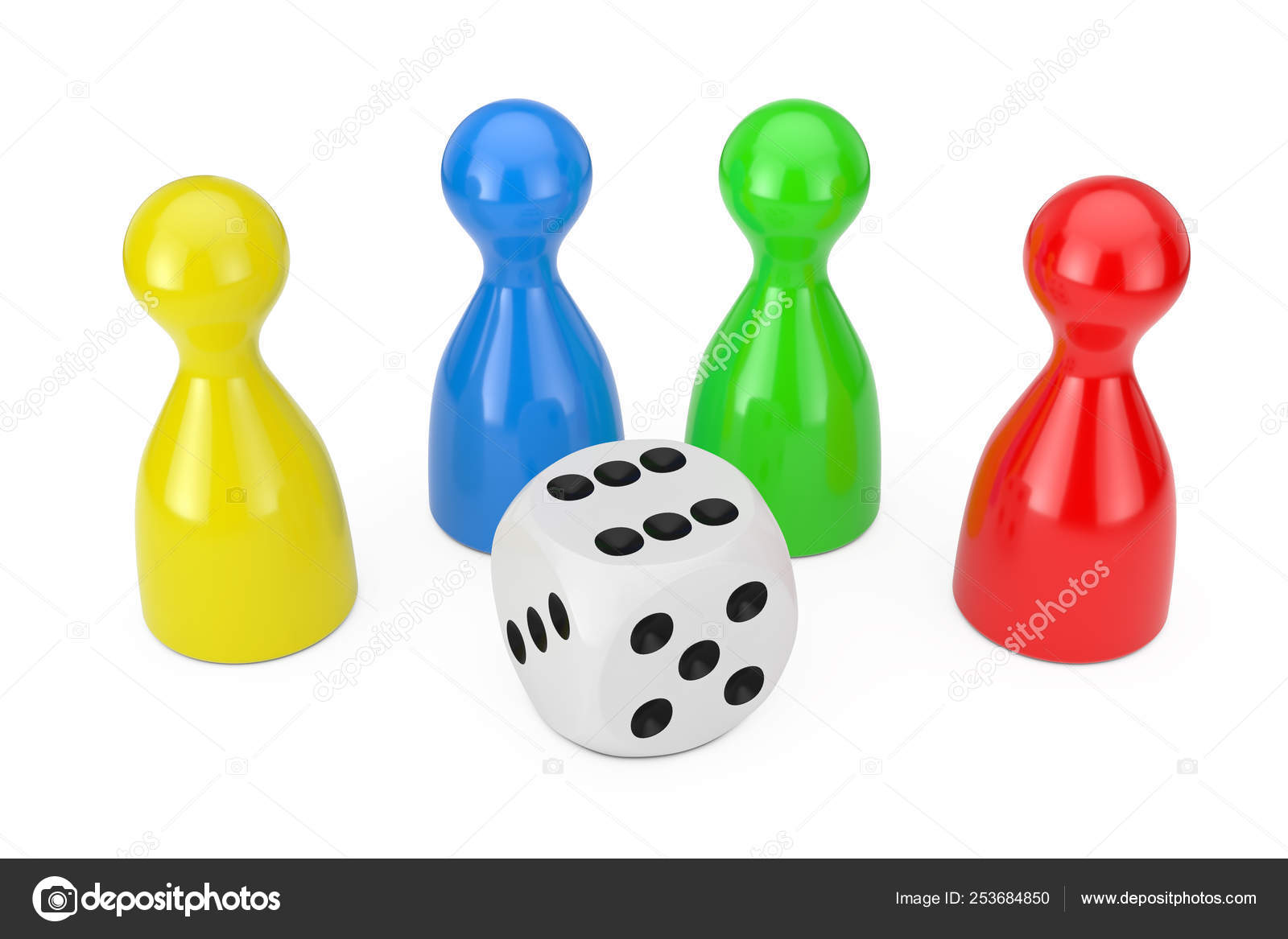 Download Set Of Multicolour Board Game Pawn Figures Mockup With White Gam Stock Photo Image By C Doomu 253684850